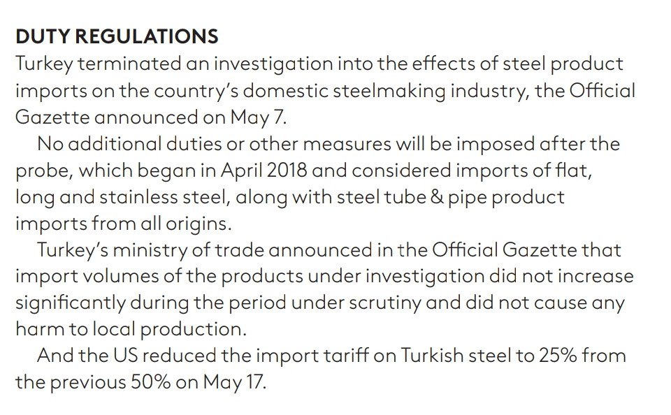 کاهش تعرفه واردات فولاد از ترکیه به آمریکا