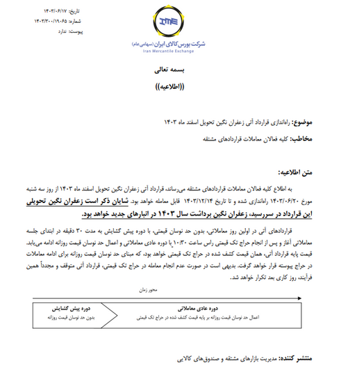 روز سه شنبه؛ راه‌اندازی قرارداد آتی زعفران نگین در بورس کالا