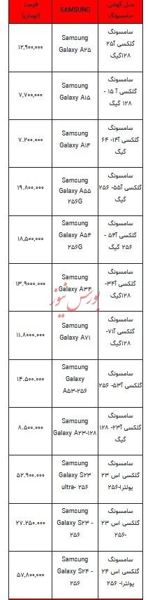 قیمت روز تلفن همراه - ۱۰ آبان ۱۴۰۳ + جدول