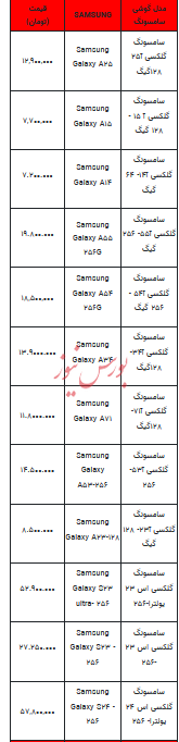 قیمت روز تلفن همراه - ۲۰ آبان ۱۴۰۳ + جدول