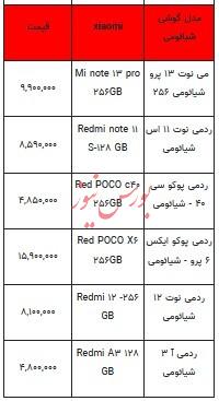 قیمت روز تلفن همراه - ۳ آبان ۱۴۰۳ + جدول