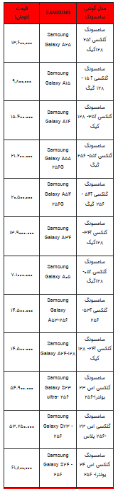 قیمت روز تلفن همراه -۶ آذر ۱۴۰۳ + جدول
